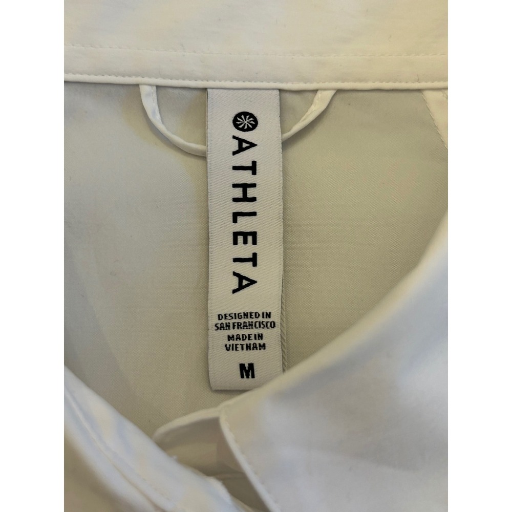 G38 Athleta Womens White Button Down Long Sleeve Shirt Size M Hidden medium - Picture 3 of 4